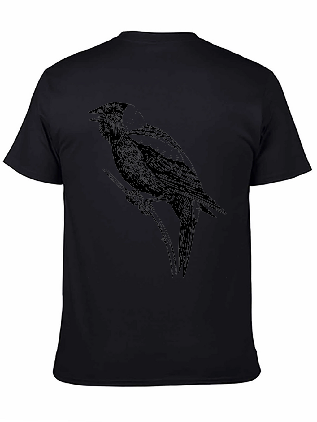 Black Crow Graphic Tee - Unique Bird Design