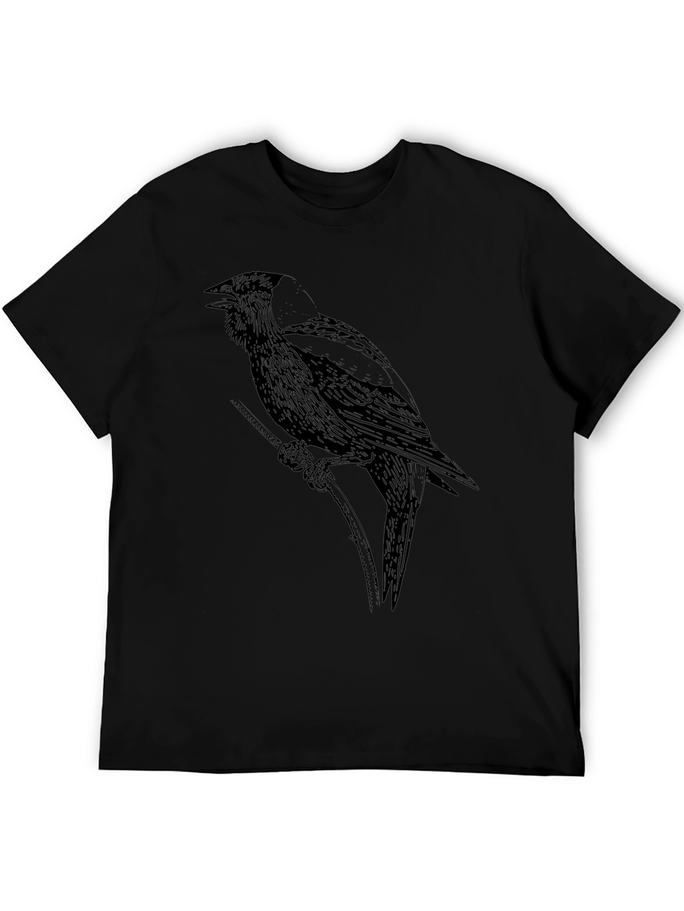 Black Crow Graphic Tee - Unique Bird Design