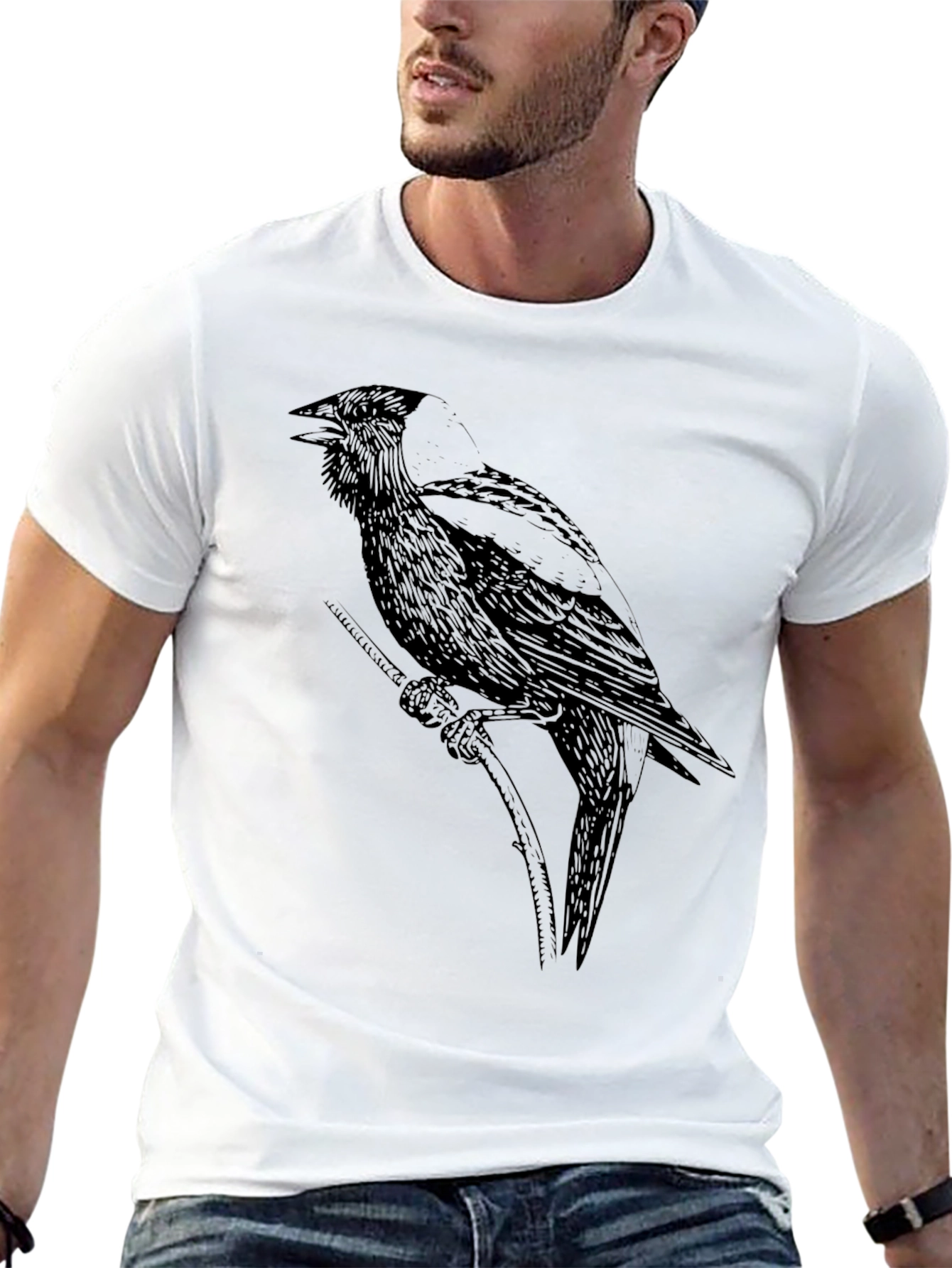Black Crow Graphic Tee - Unique Bird Design