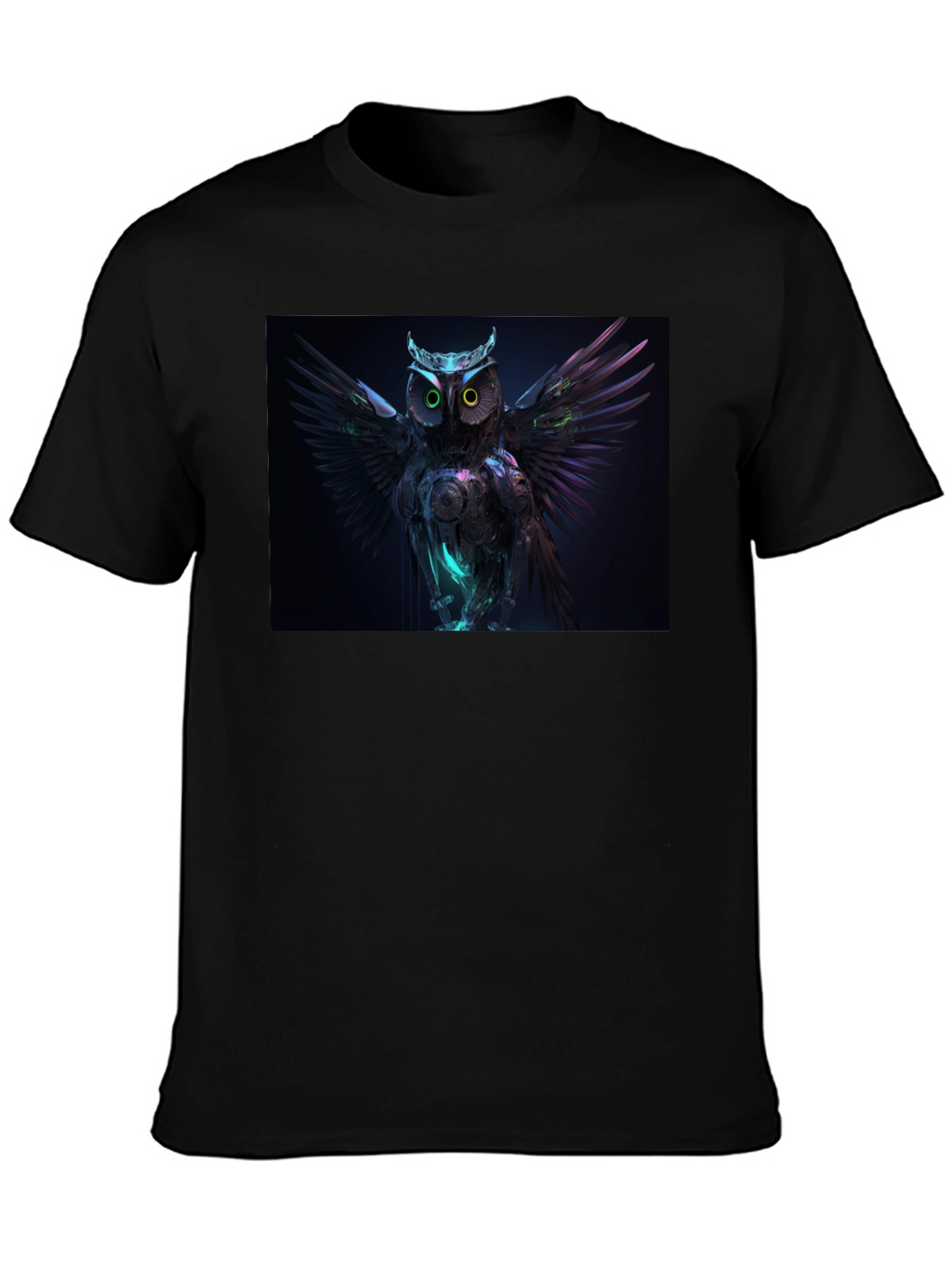 Cyber Owl Graphic Black T-Shirt
