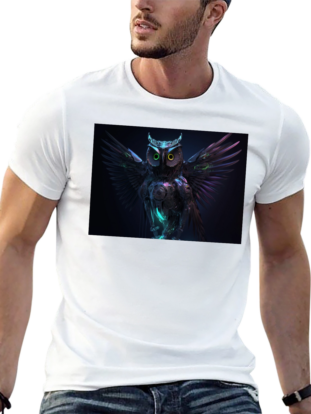 Cyber Owl Graphic Black T-Shirt