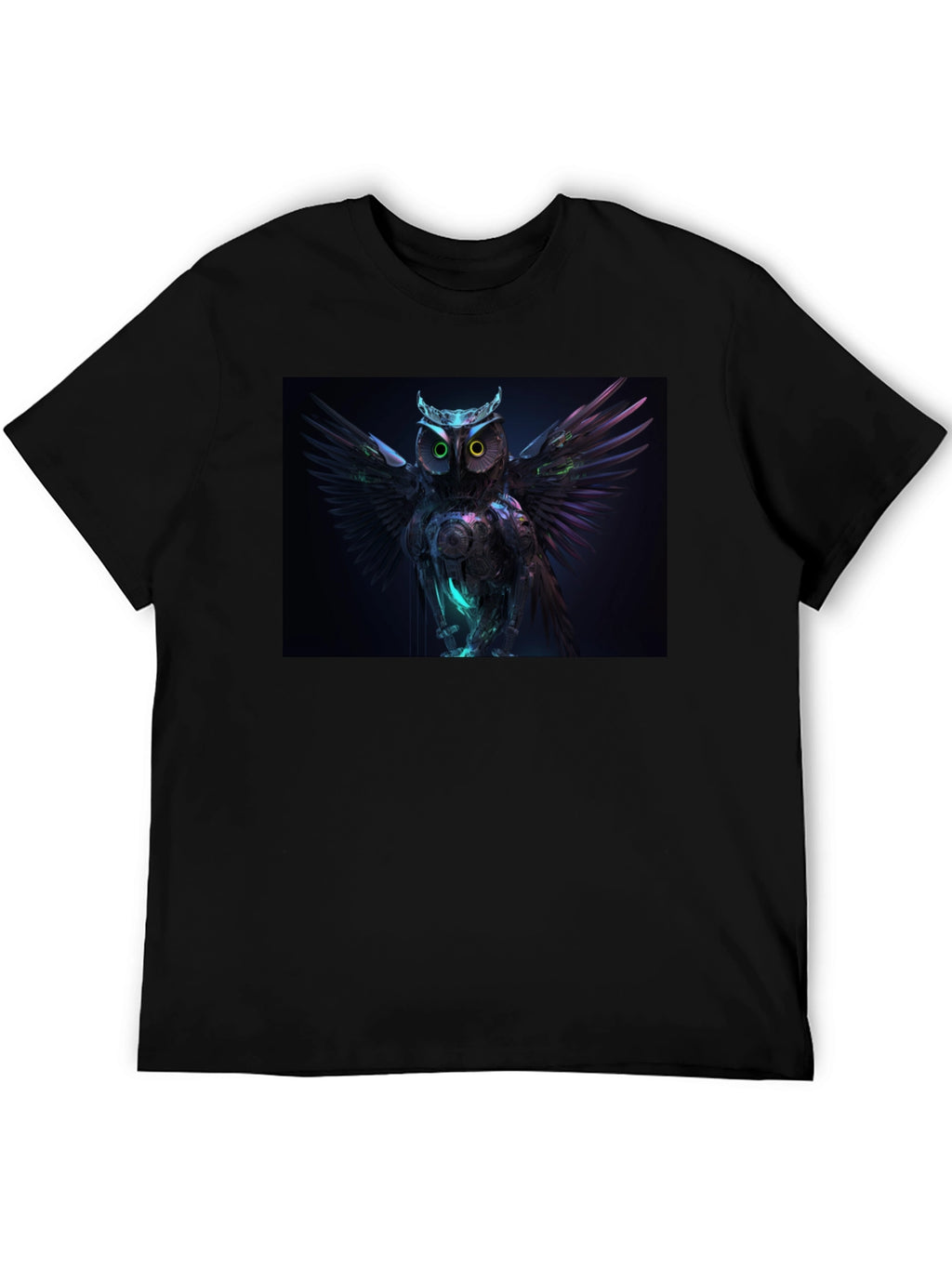 Cyber Owl Graphic Black T-Shirt