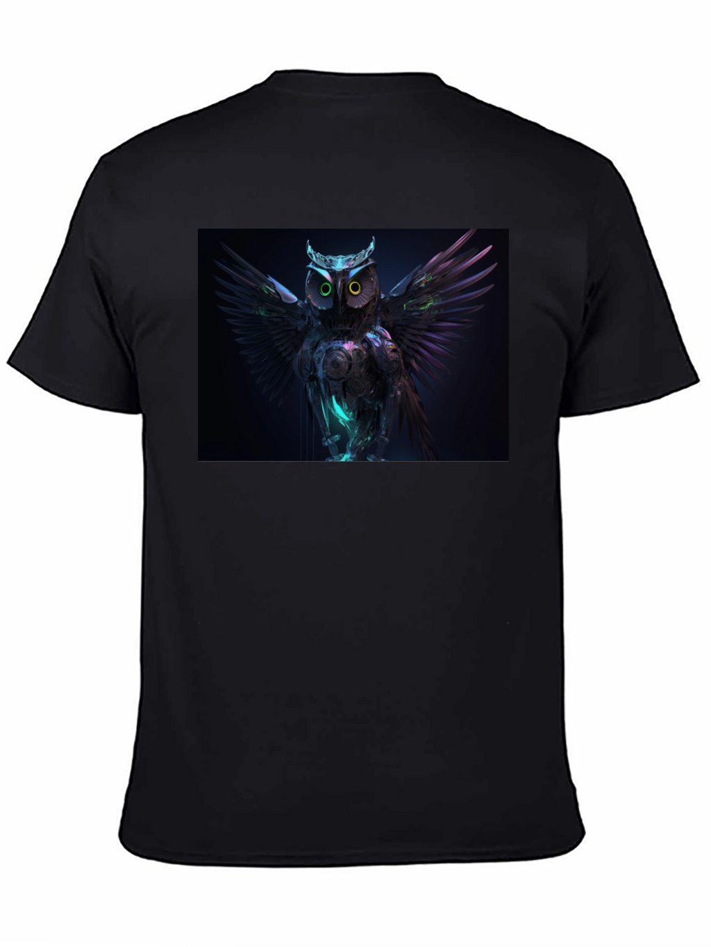 Cyber Owl Graphic Black T-Shirt