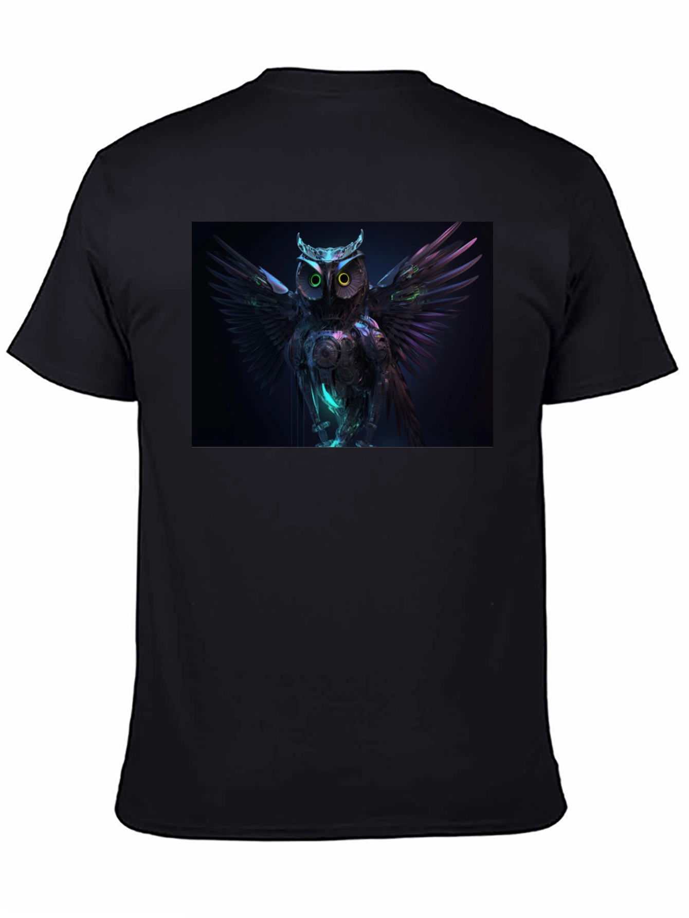 Cyber Owl Graphic Black T-Shirt