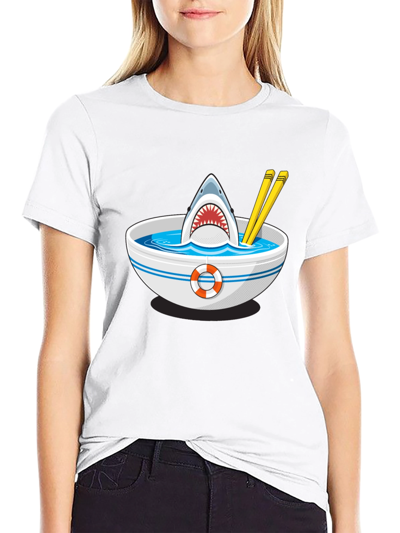 Shark Ramen T-Shirt - Funny Graphic Tee