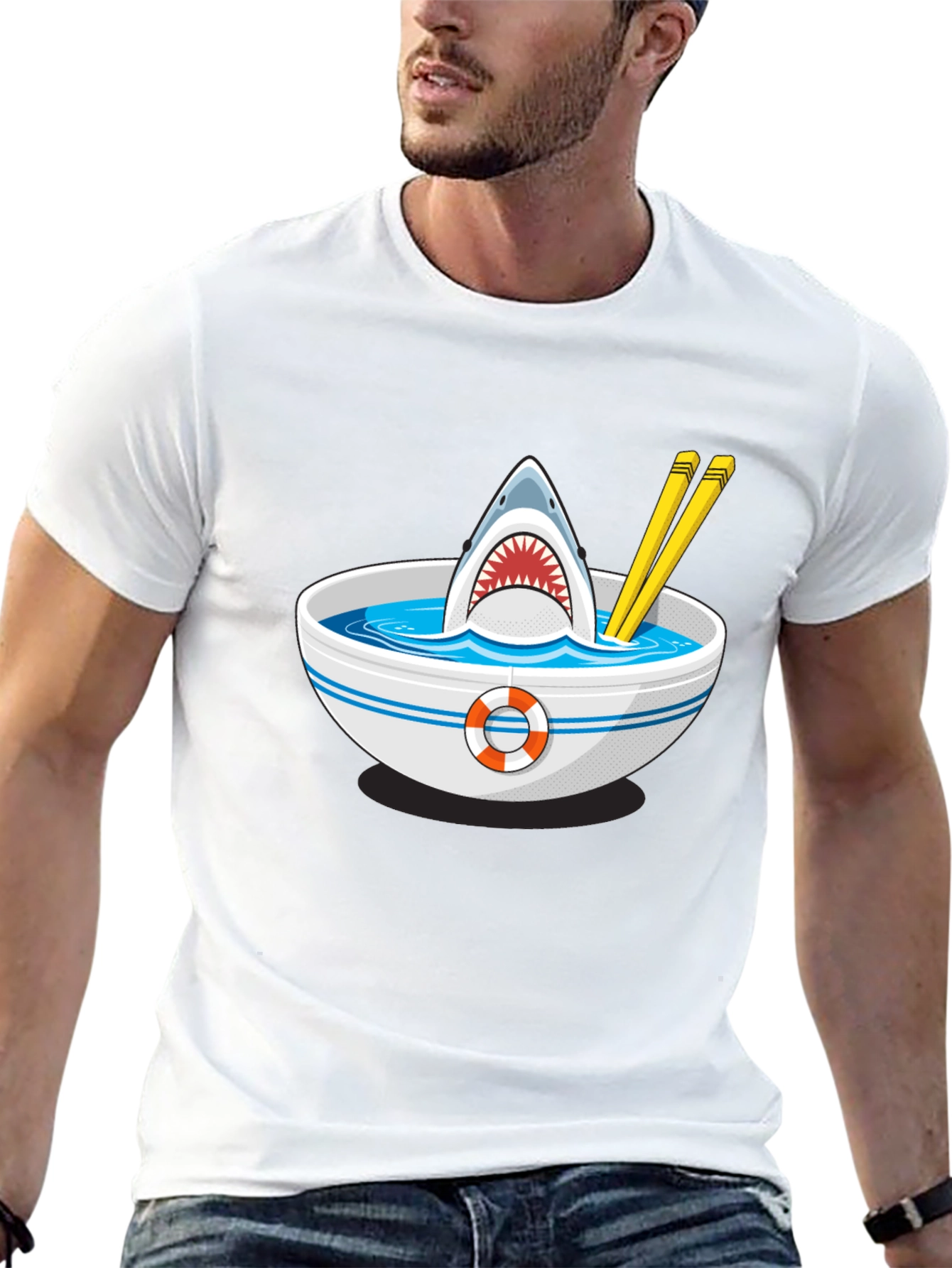 Shark Ramen T-Shirt - Funny Graphic Tee