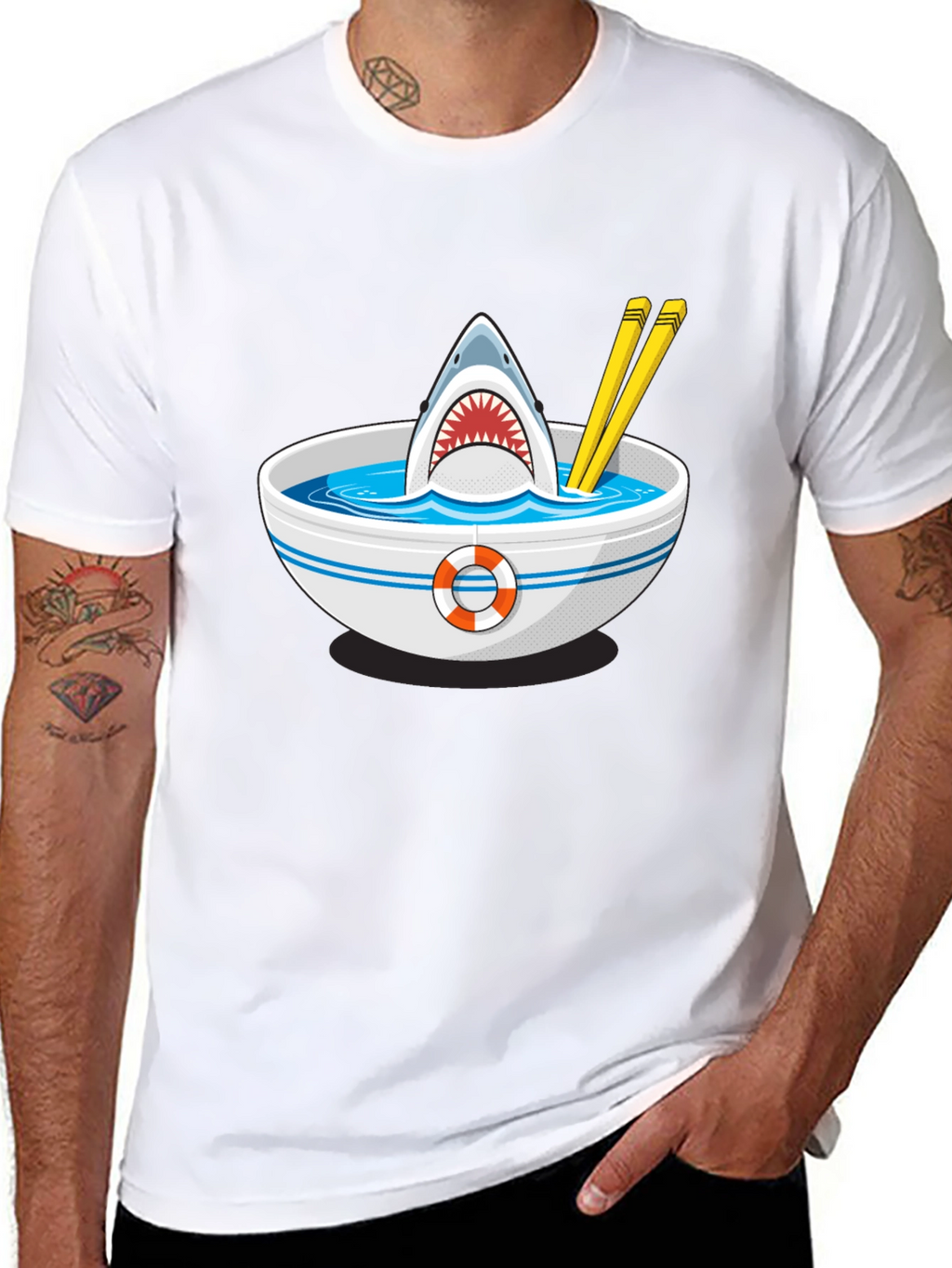 Shark Ramen T-Shirt - Funny Graphic Tee