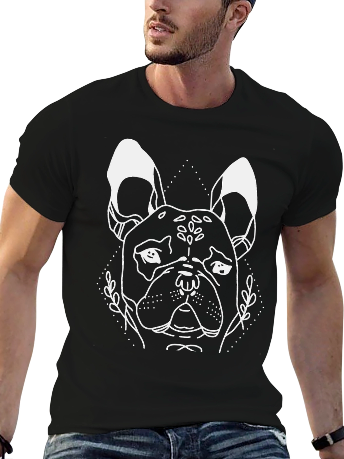 Dog Graphic Tee - Stylish Mens Black T-Shirt
