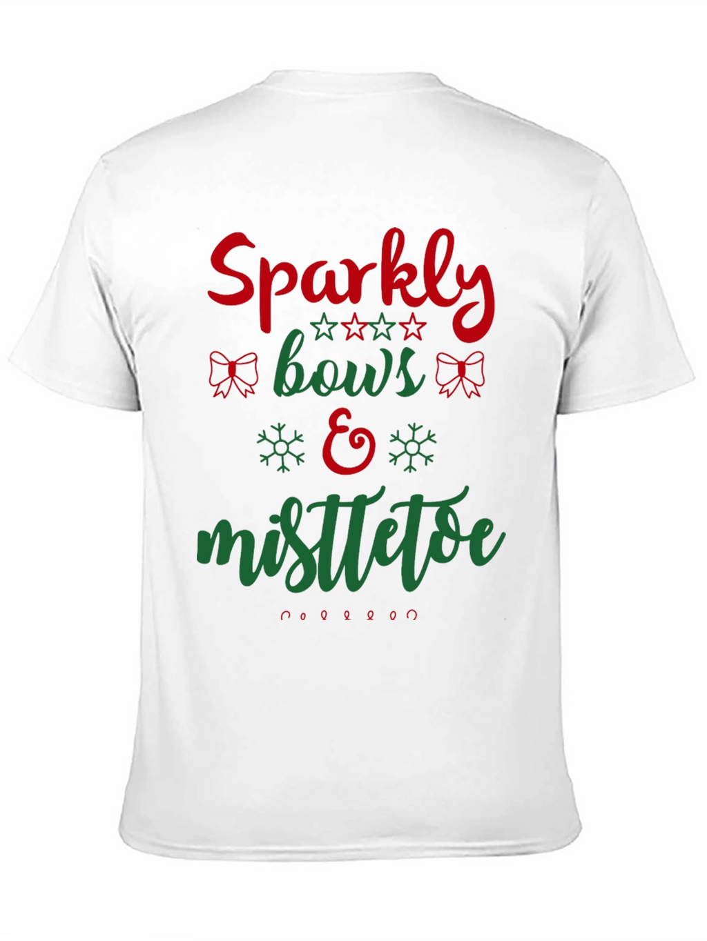 Festive Holiday Sparkly Bows & Mistletoe Graphic Tee