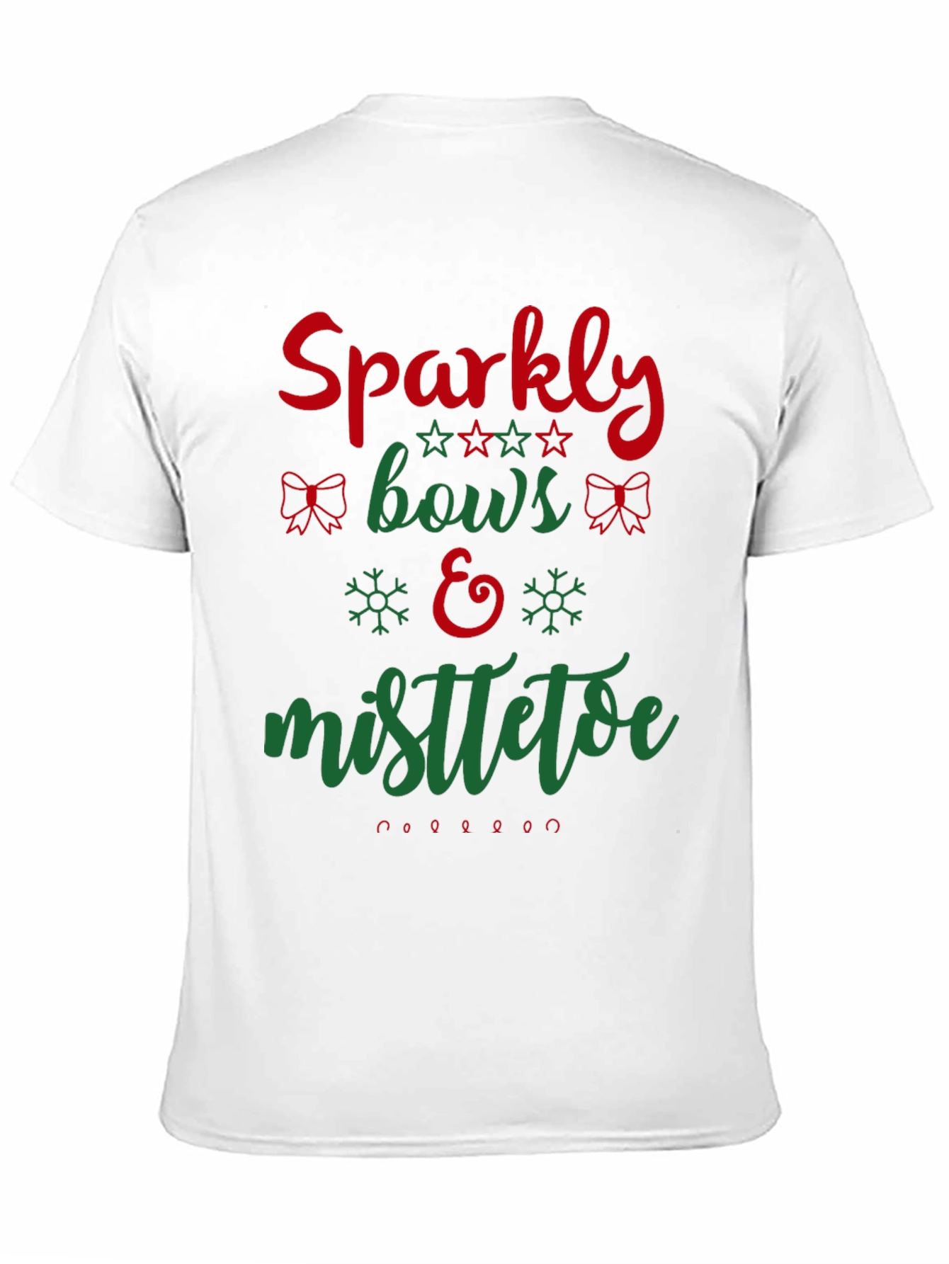 Festive Holiday Sparkly Bows & Mistletoe Graphic Tee