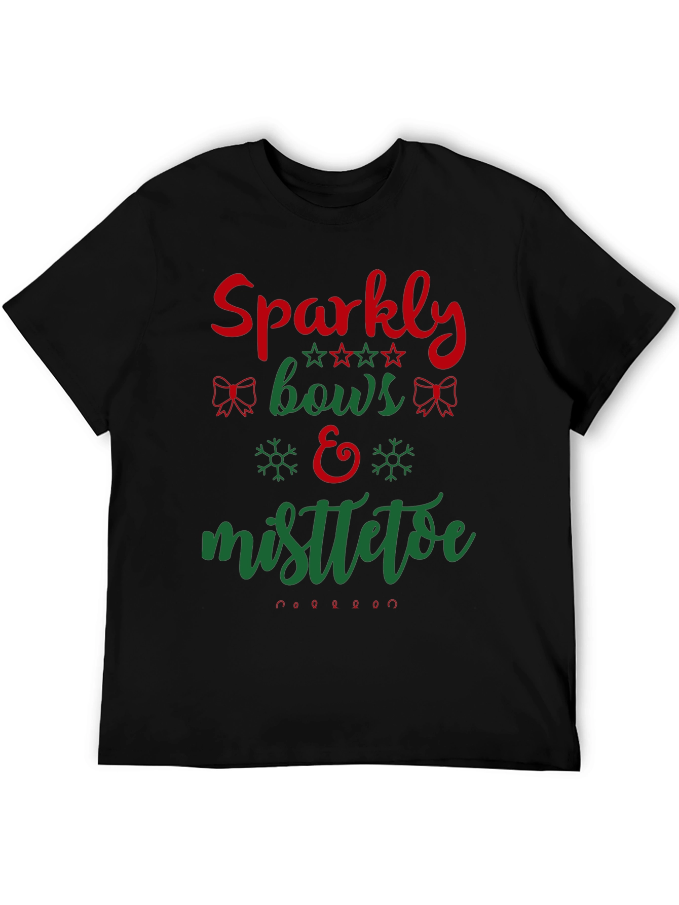 Festive Holiday Sparkly Bows & Mistletoe Graphic Tee