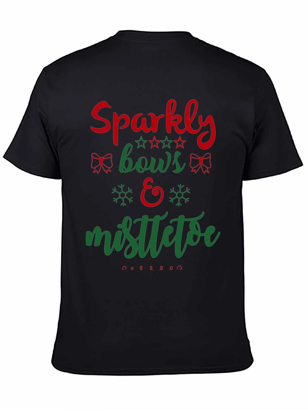 Festive Holiday Sparkly Bows & Mistletoe Graphic Tee