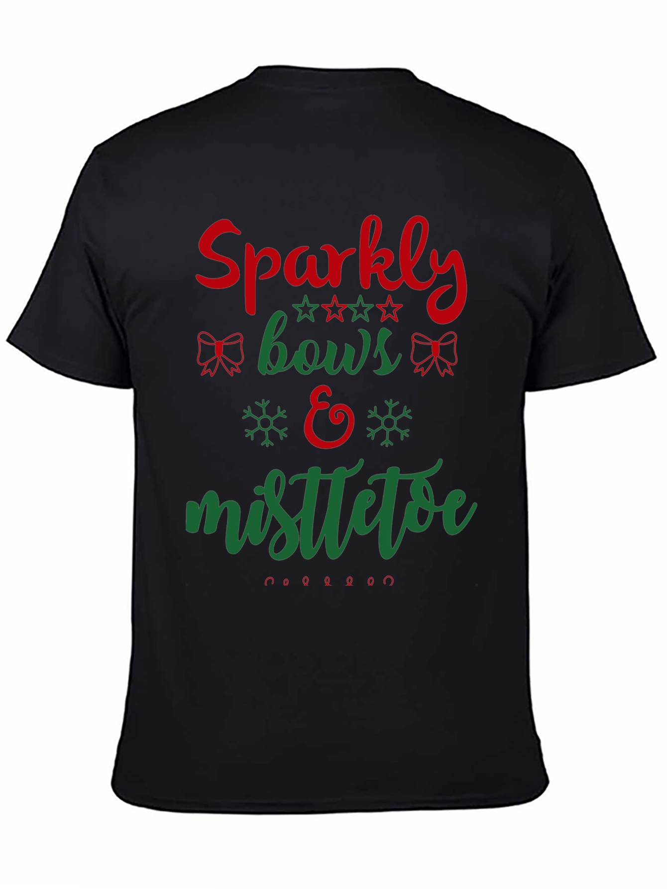 Festive Holiday Sparkly Bows & Mistletoe Graphic Tee