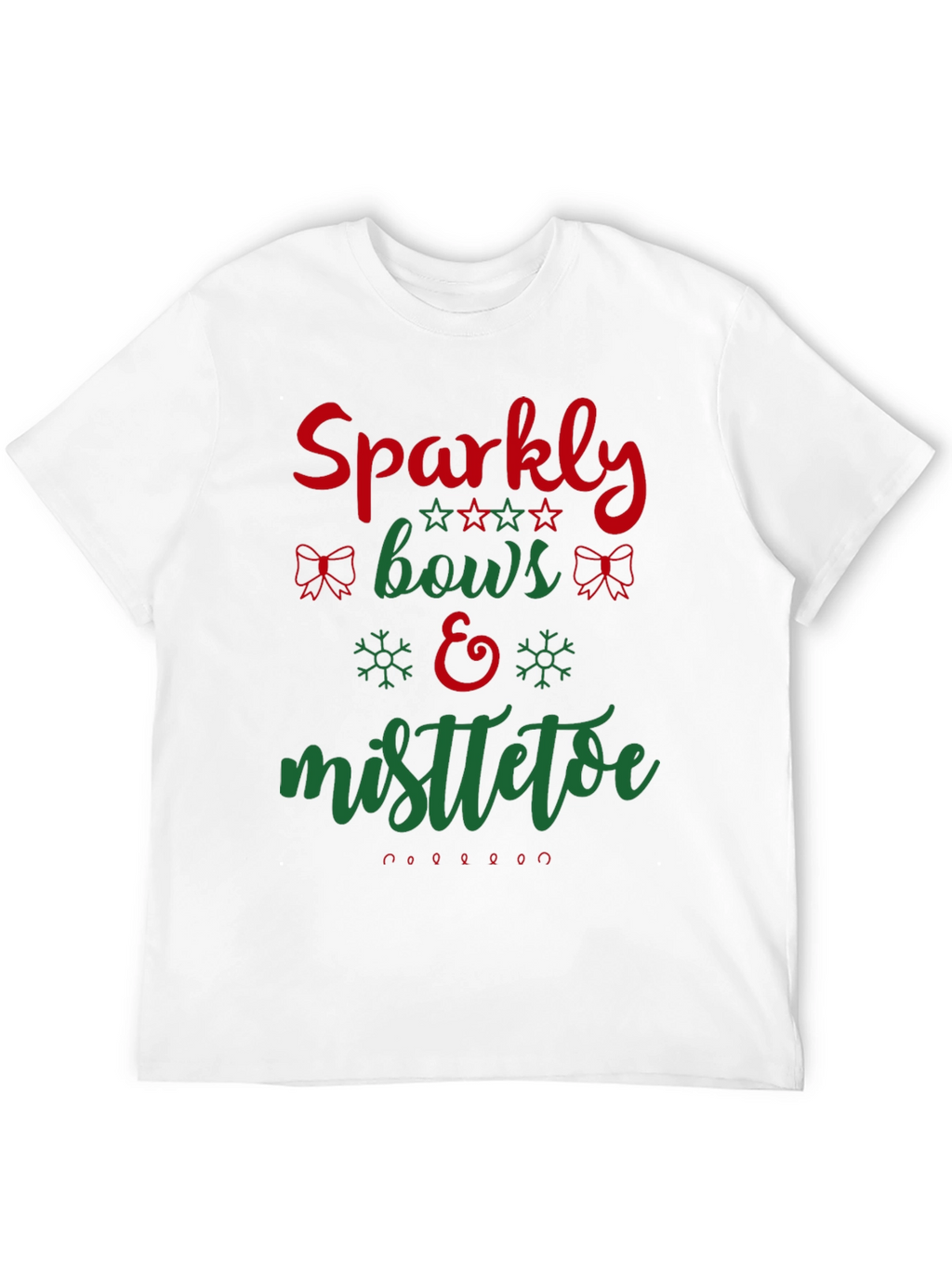 Festive Holiday Sparkly Bows & Mistletoe Graphic Tee