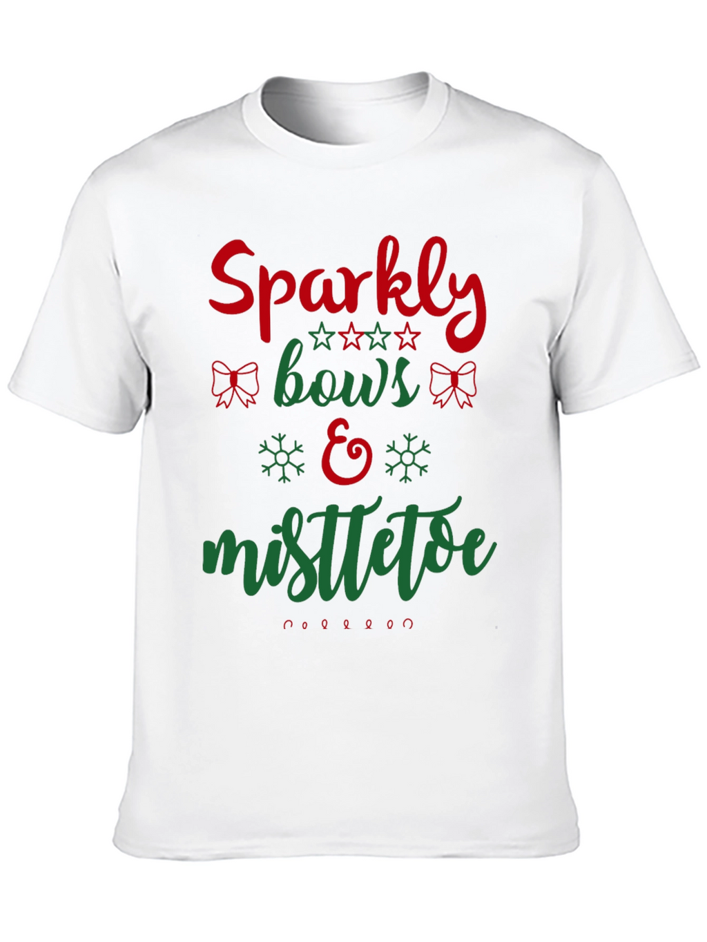 Festive Holiday Sparkly Bows & Mistletoe Graphic Tee