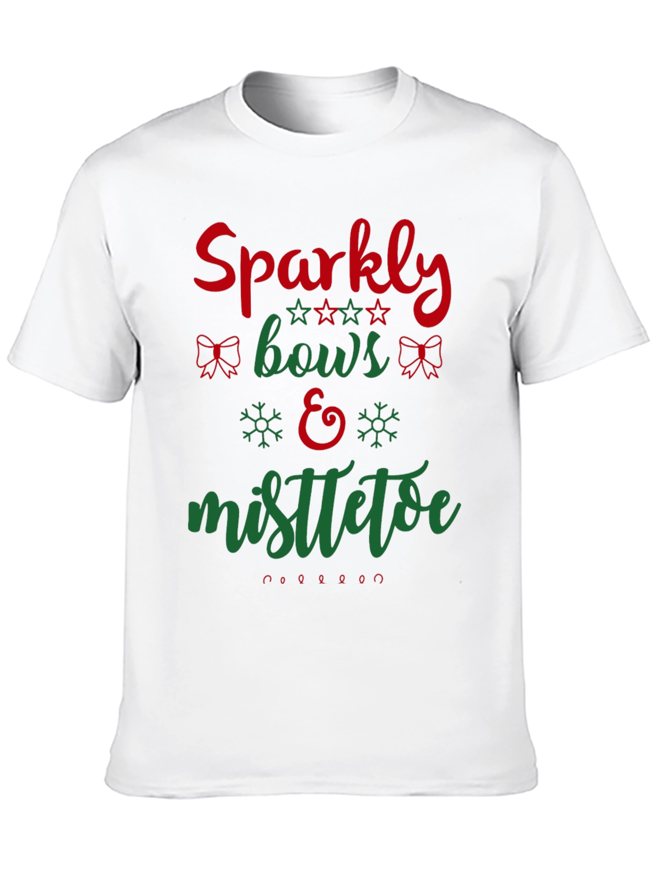 Festive Holiday Sparkly Bows & Mistletoe Graphic Tee