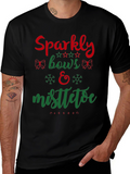 Festive Holiday Sparkly Bows & Mistletoe Graphic Tee