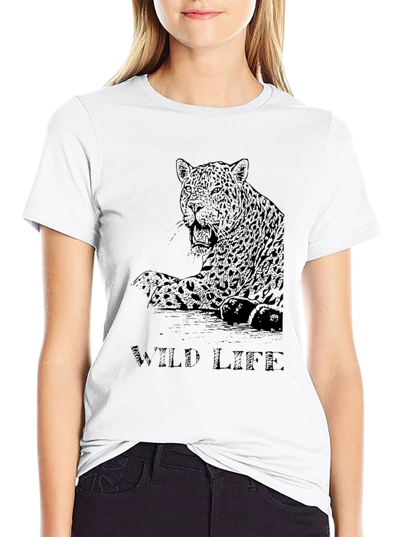 Wild Life Jaguar Graphic Black T-Shirt