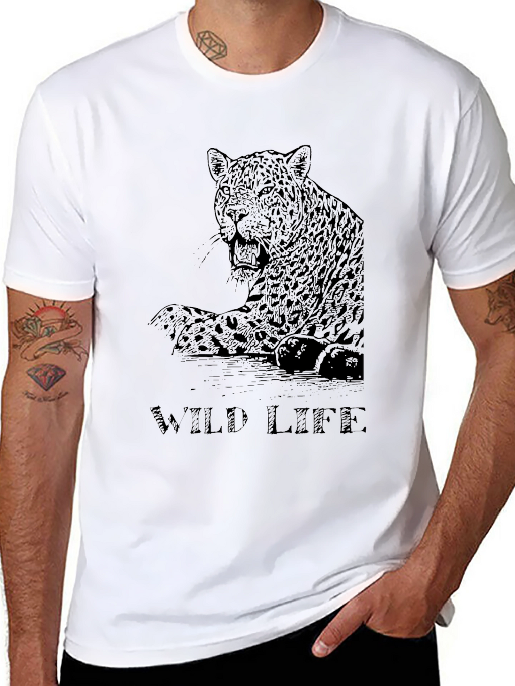 Wild Life Jaguar Graphic Black T-Shirt