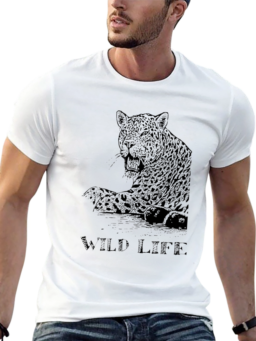 Wild Life Jaguar Graphic Black T-Shirt