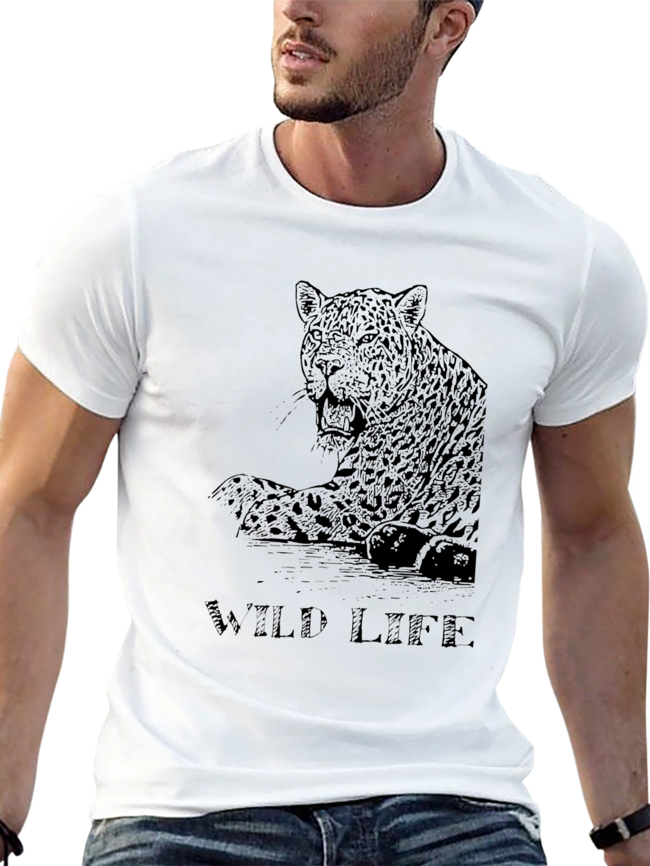 Wild Life Jaguar Graphic Black T-Shirt