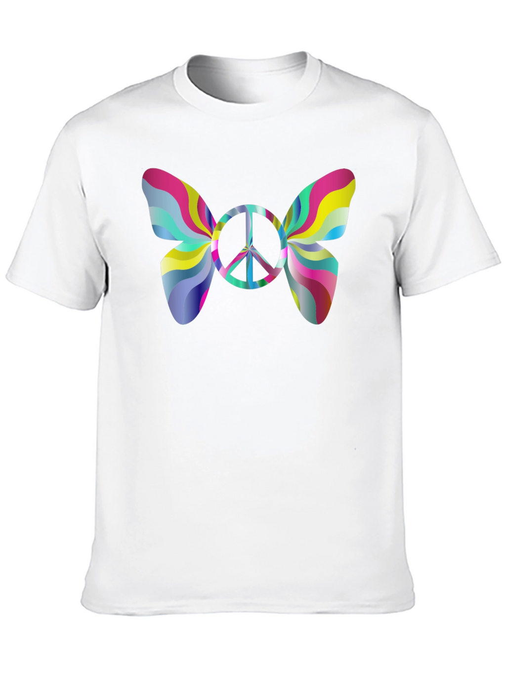 Psychedelic Peace Butterfly Graphic Tee - Black