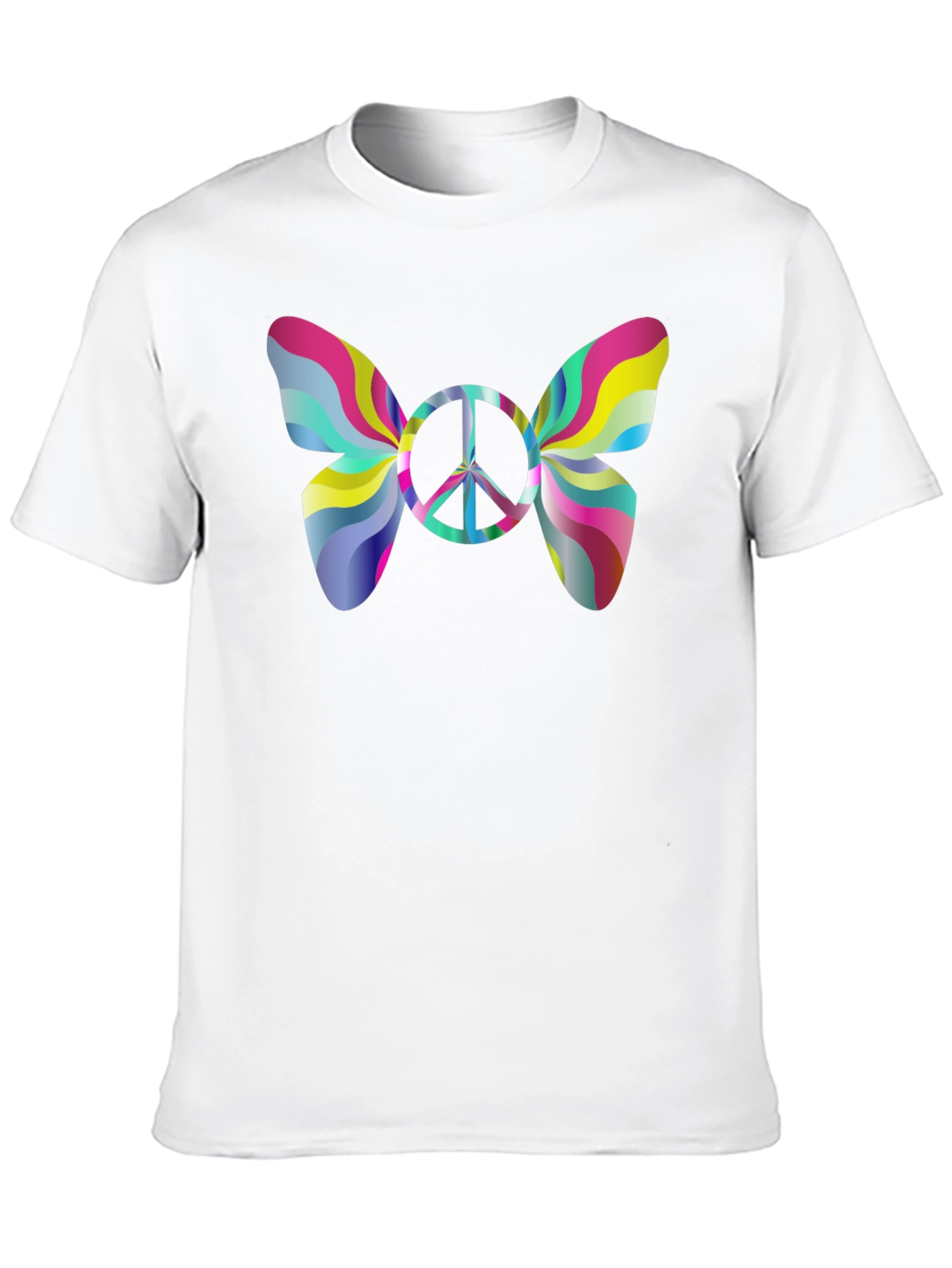 Psychedelic Peace Butterfly Graphic Tee - Black