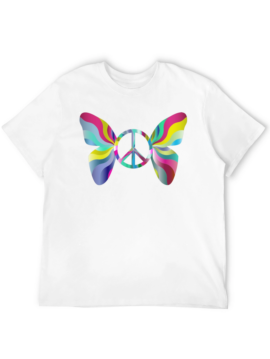 Psychedelic Peace Butterfly Graphic Tee - Black