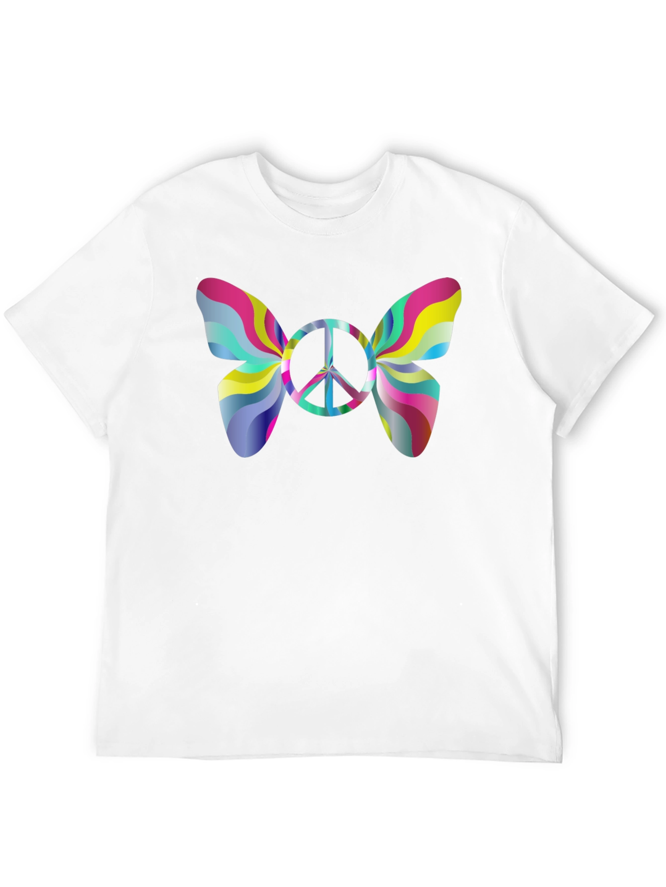 Psychedelic Peace Butterfly Graphic Tee - Black