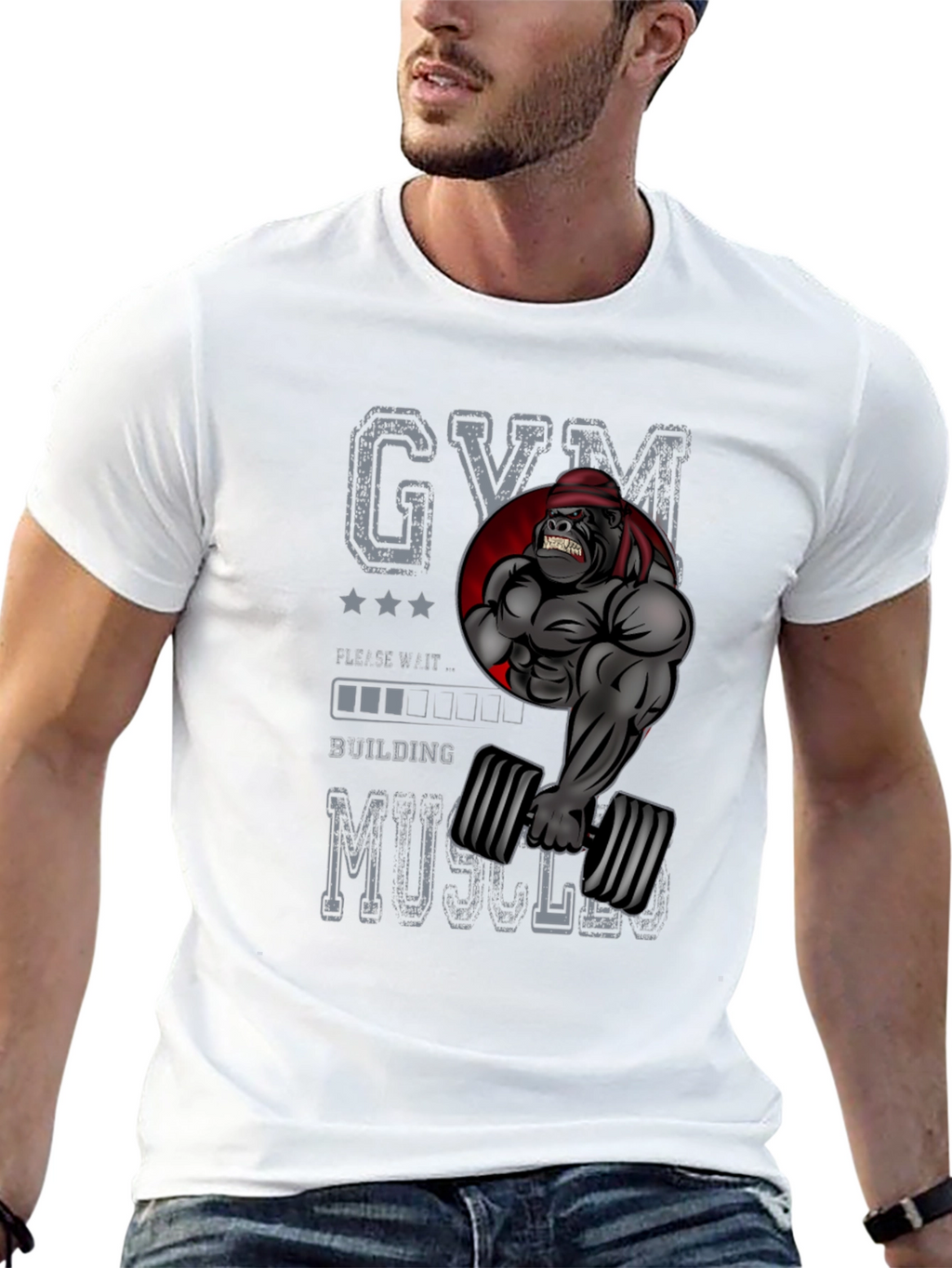 Gym Gorilla Building Muscles T-Shirt - Black