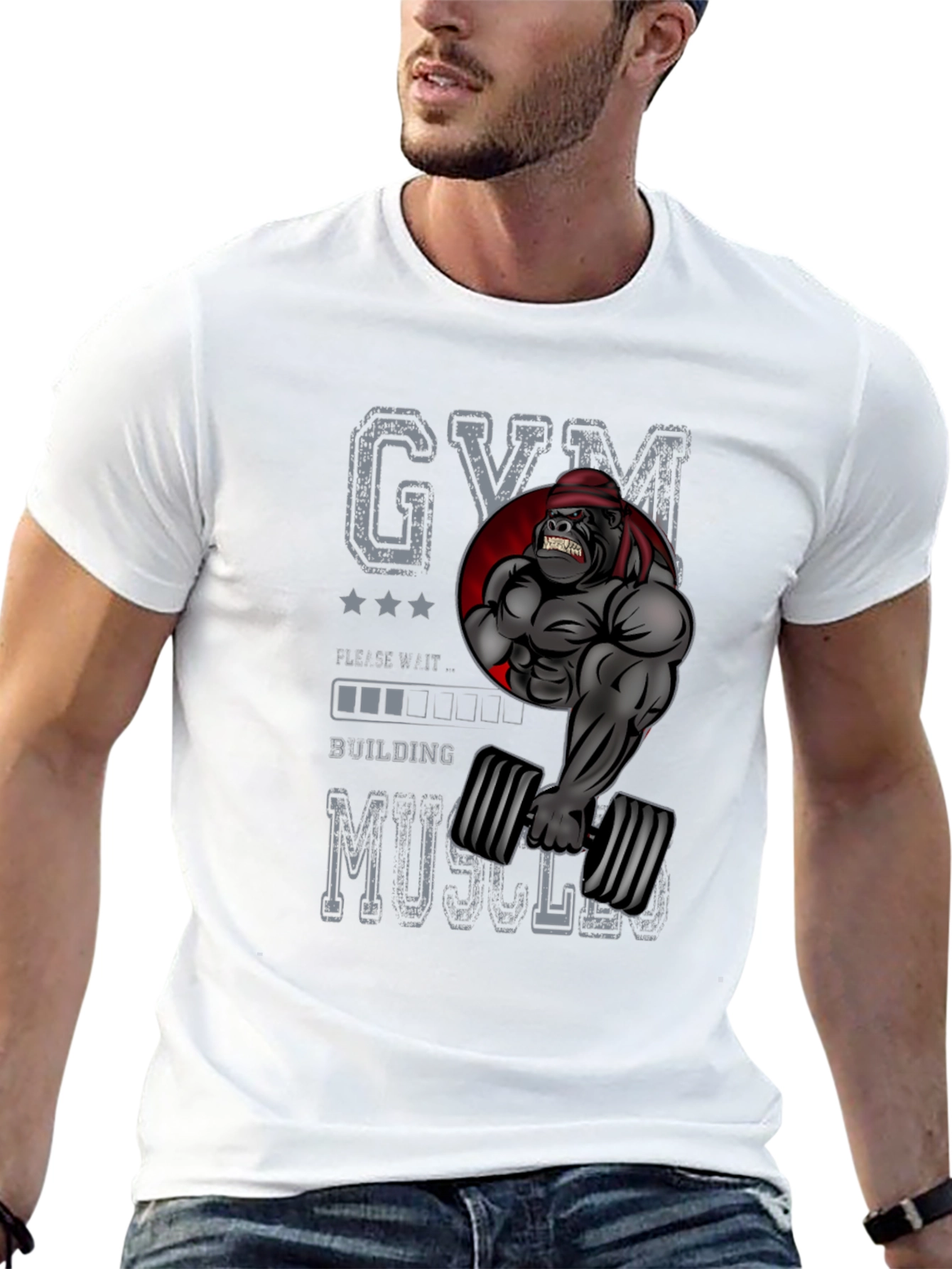Gym Gorilla Building Muscles T-Shirt - Black