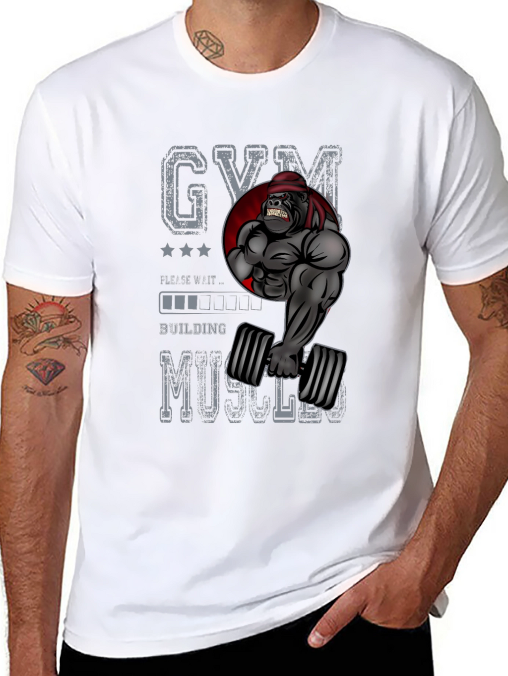 Gym Gorilla Building Muscles T-Shirt - Black