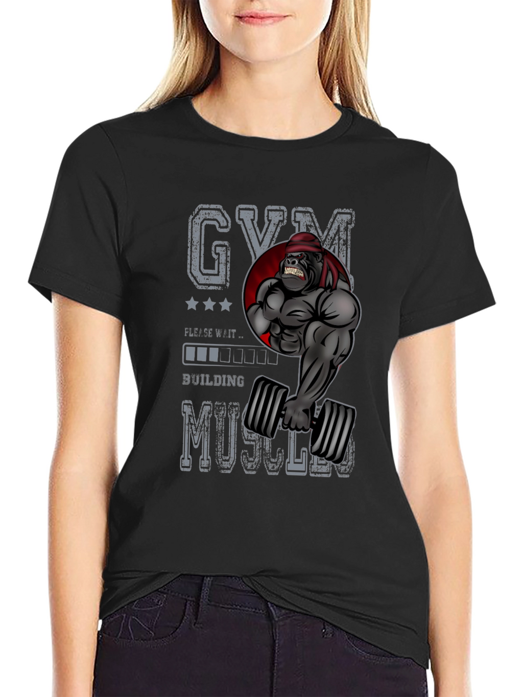 Gym Gorilla Building Muscles T-Shirt - Black