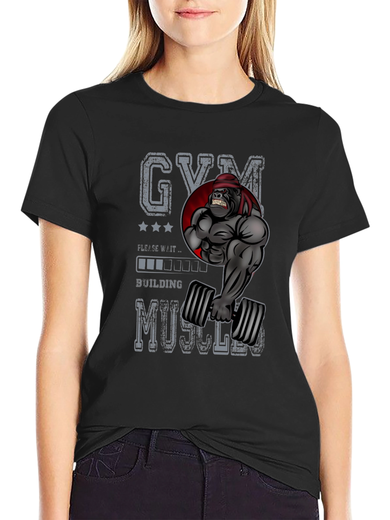 Gym Gorilla Building Muscles T-Shirt - Black