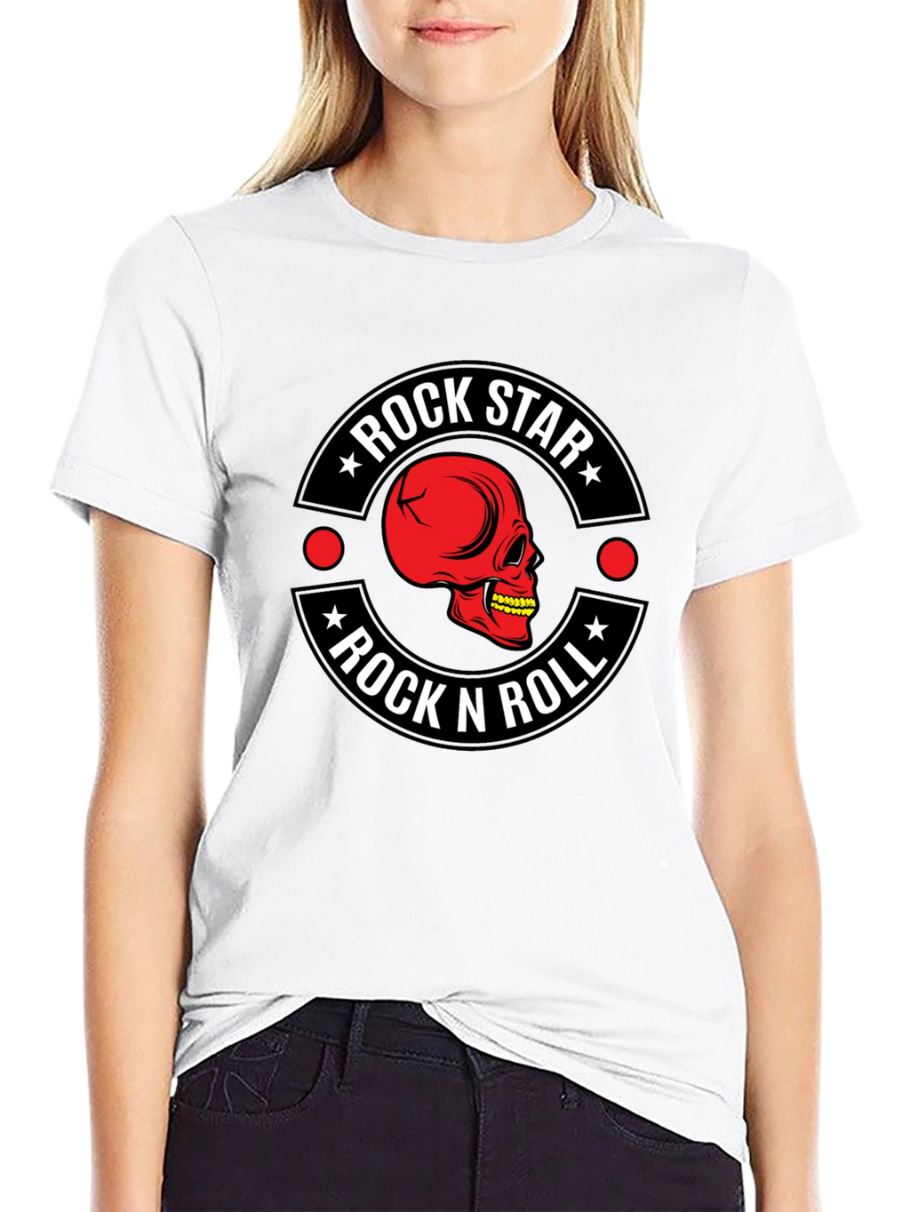 Rock Star Rock n Roll Skull Graphic T-Shirt