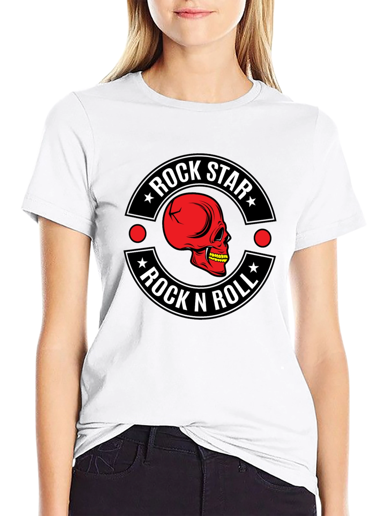 Rock Star Rock n Roll Skull Graphic T-Shirt