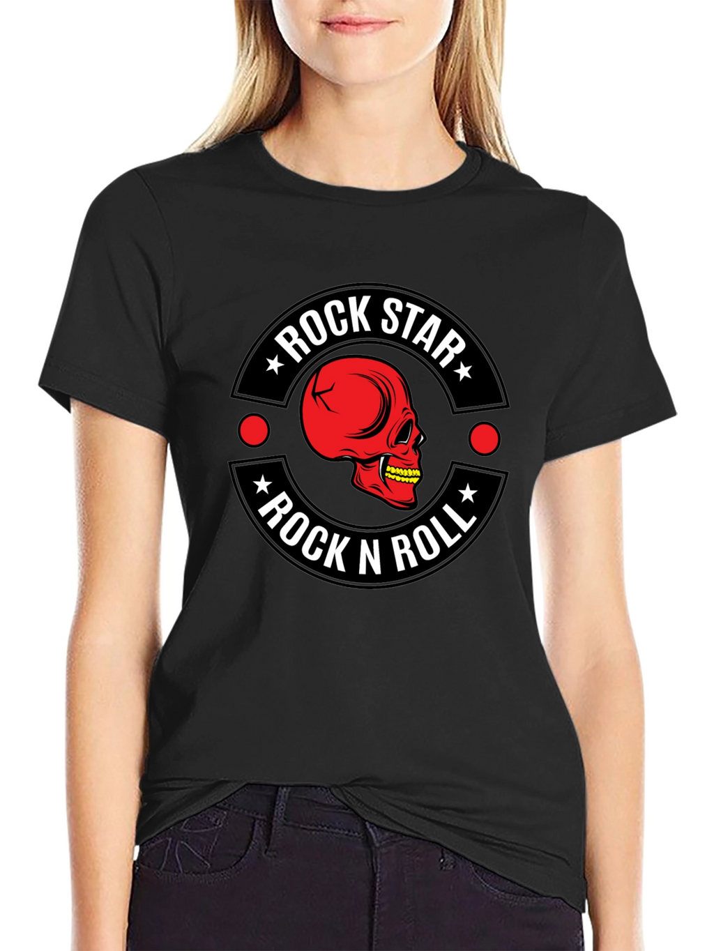 Rock Star Rock n Roll Skull Graphic T-Shirt