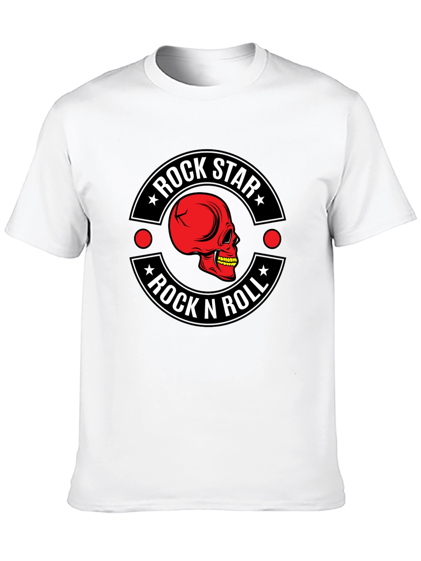 Rock Star Rock n Roll Skull Graphic T-Shirt
