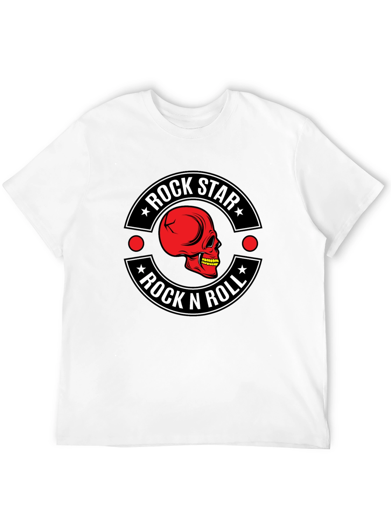 Rock Star Rock n Roll Skull Graphic T-Shirt