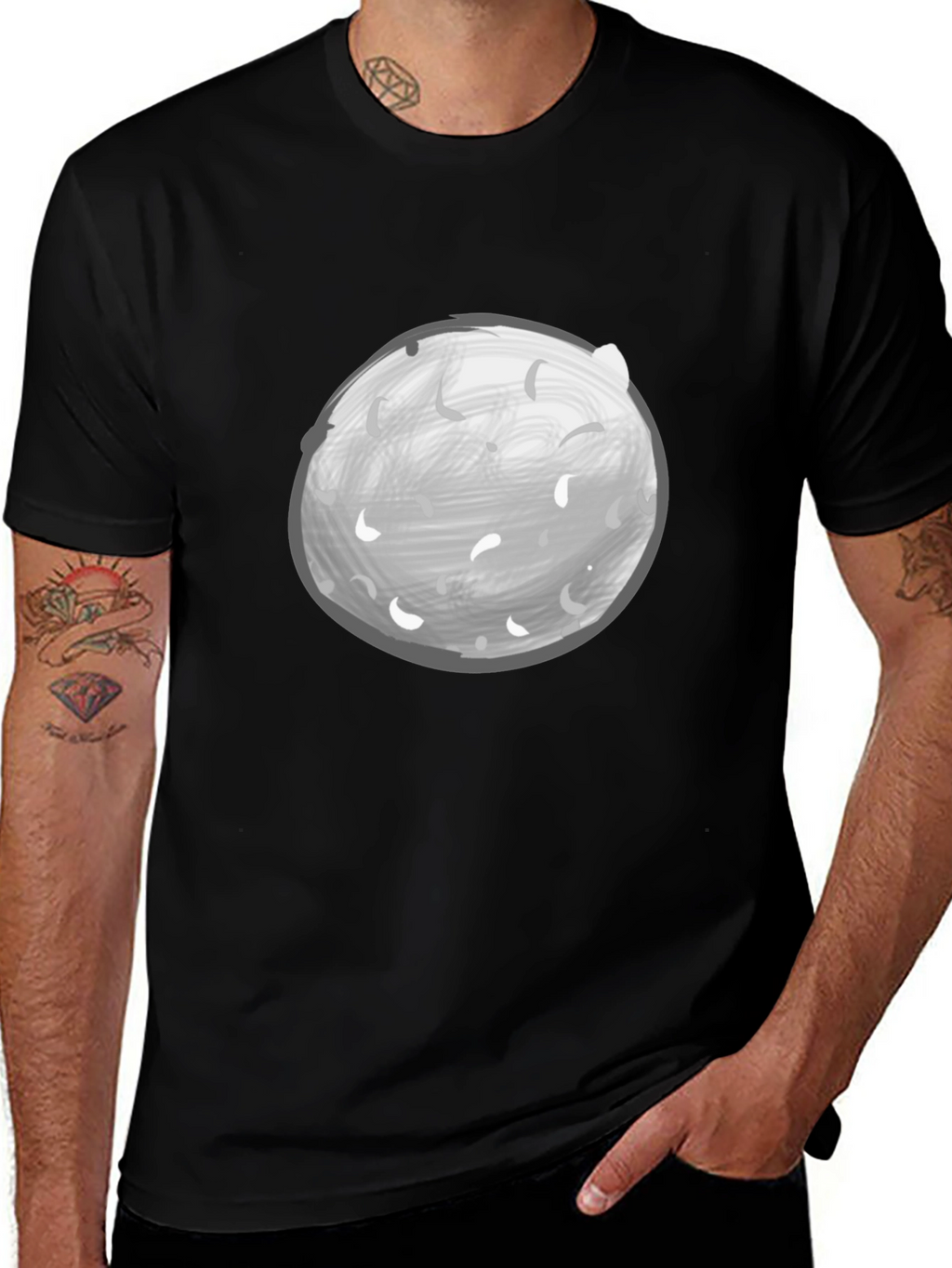 Moon Graphic Tee - Black Casual Shirt