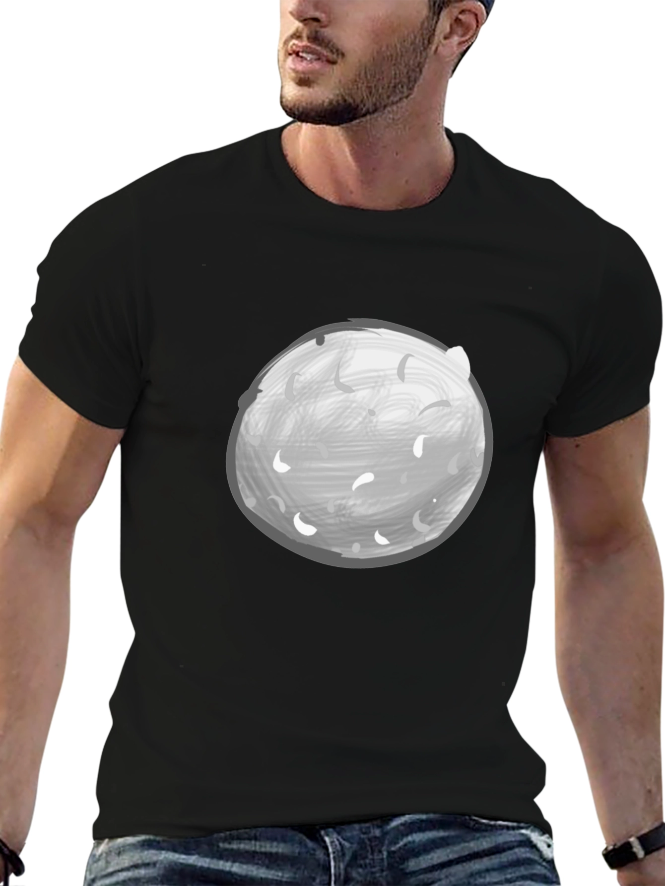 Moon Graphic Tee - Black Casual Shirt
