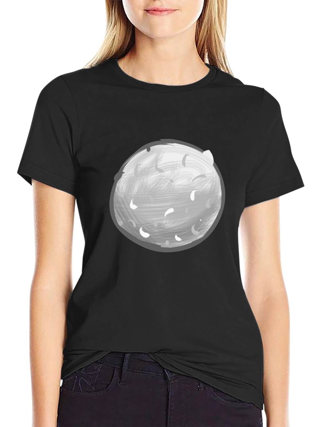 Moon Graphic Tee - Black Casual Shirt