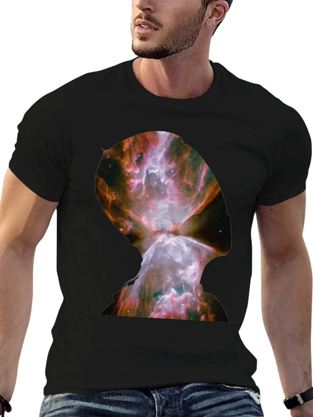 Nebula Graphic Print Black T-Shirt
