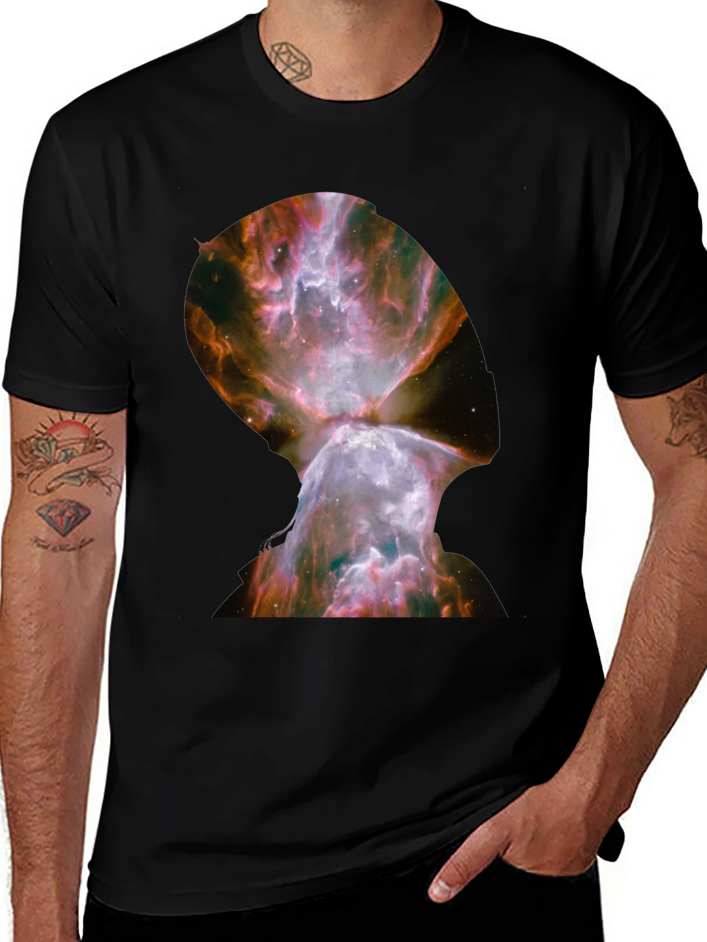 Nebula Graphic Print Black T-Shirt