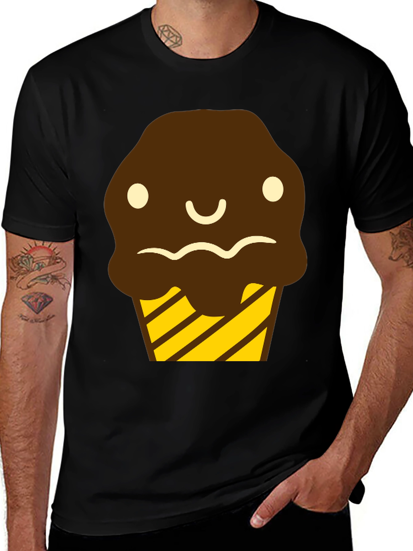 Cute Cupcake Graphic T-Shirt - Black Cotton Tee