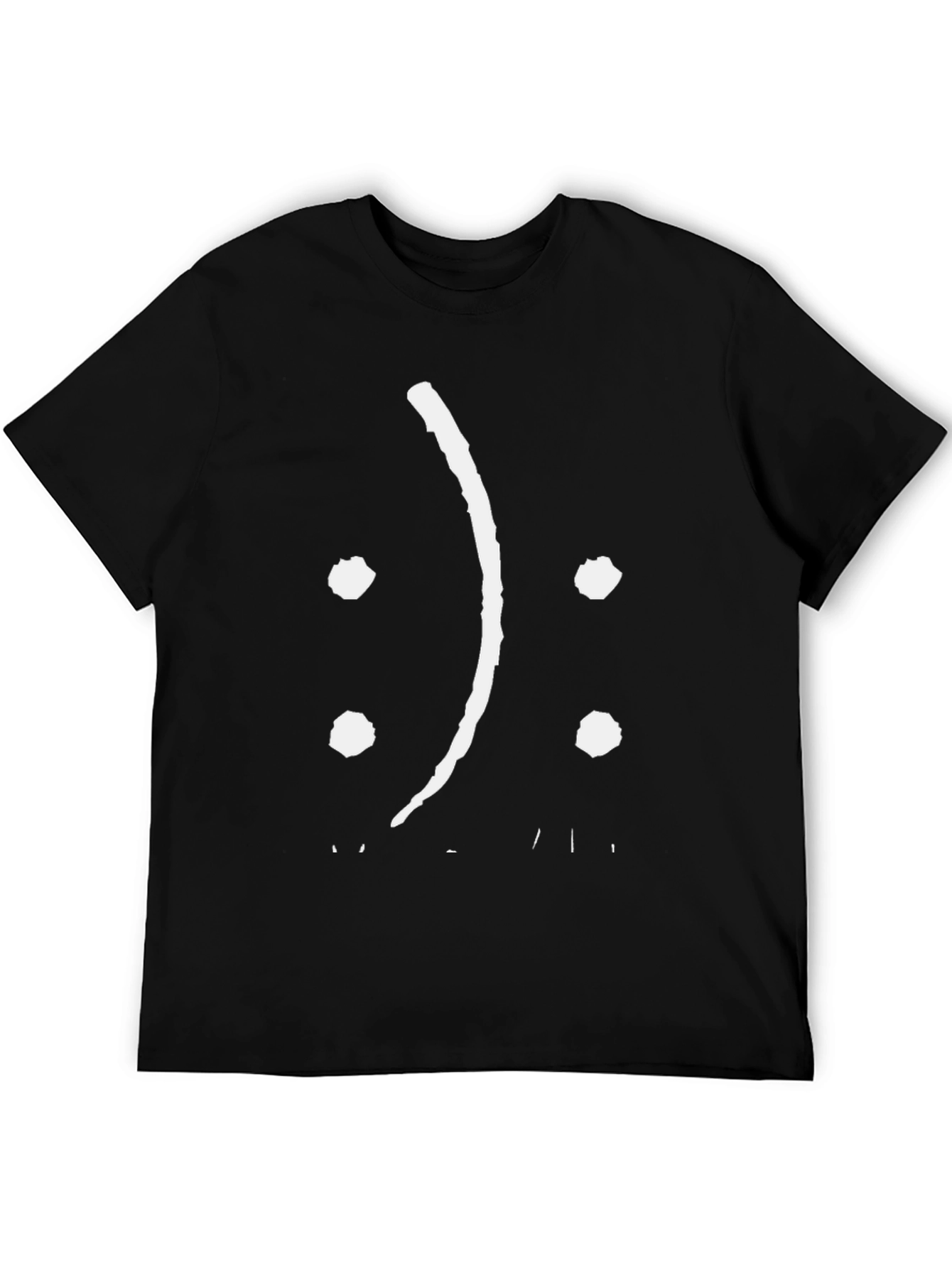 Sad Face Graphic Tee - Black Cotton Comfort