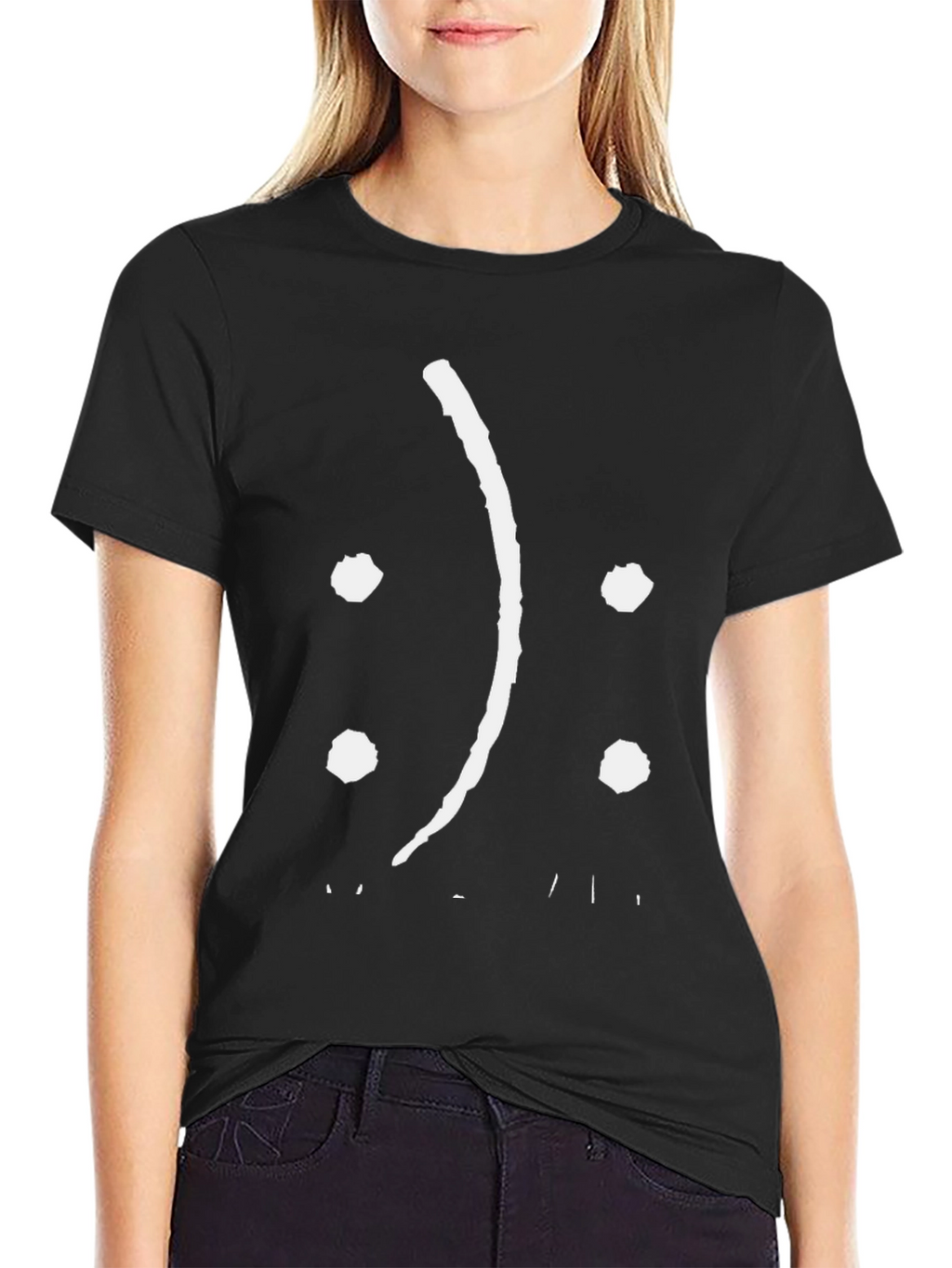 Sad Face Graphic Tee - Black Cotton Comfort