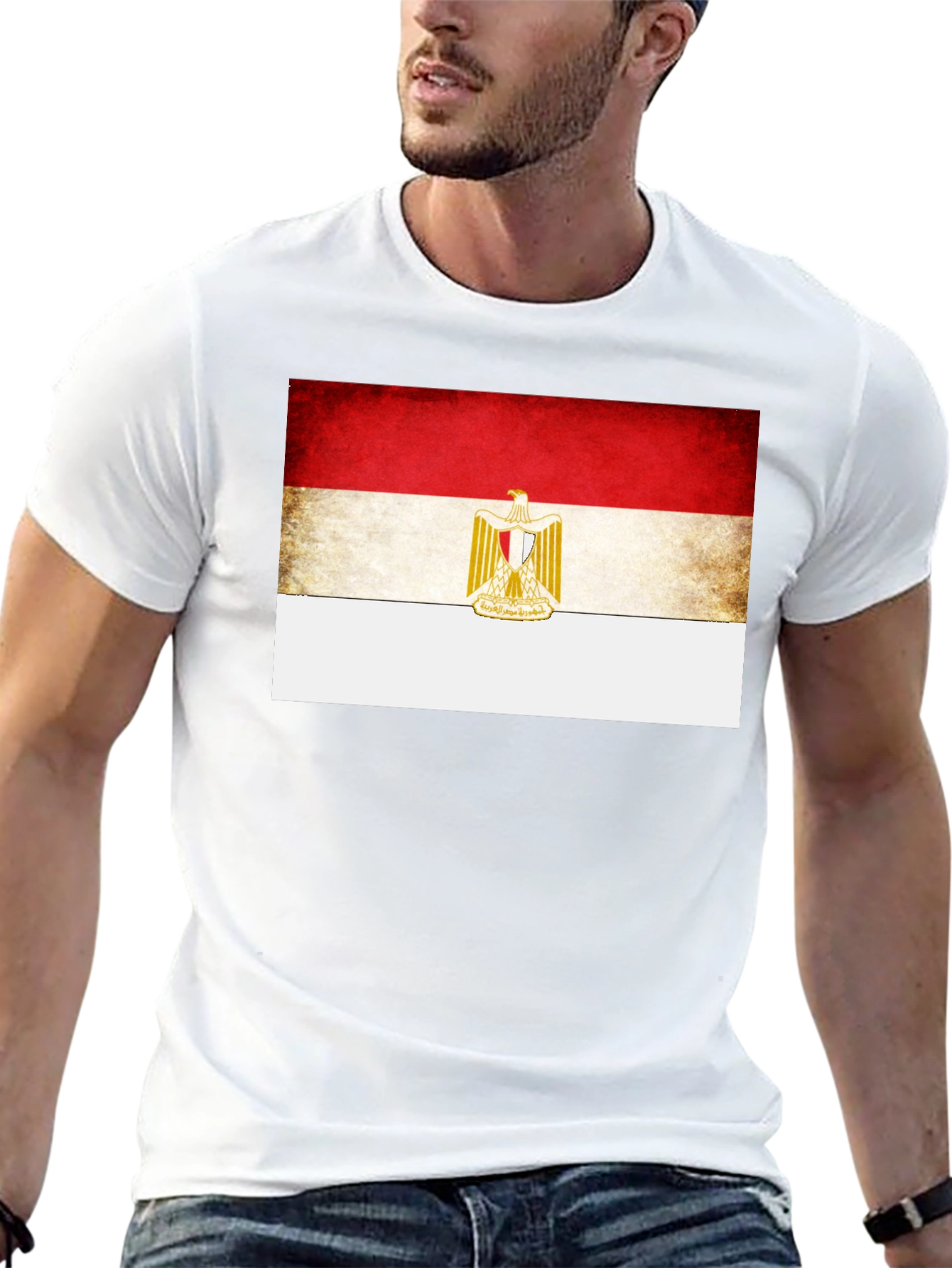 Egypt Flag Graphic Print Black T-Shirt