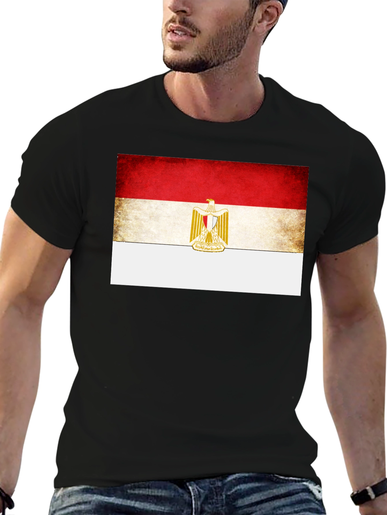 Egypt Flag Graphic Print Black T-Shirt