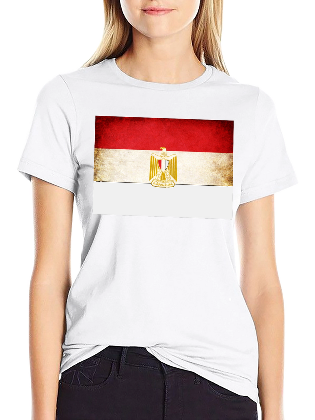 Egypt Flag Graphic Print Black T-Shirt